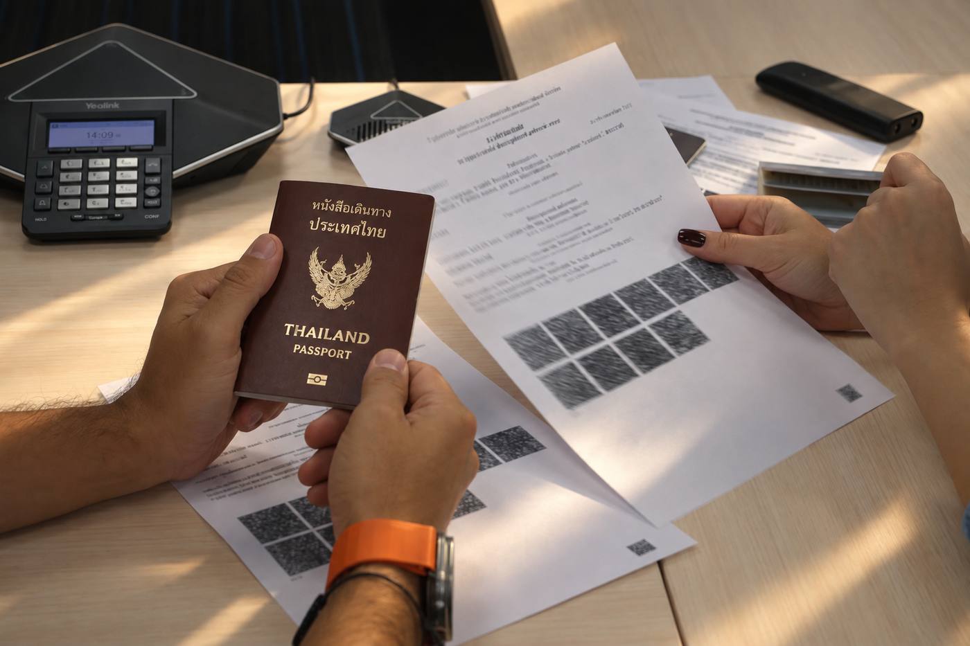 Checking a passport and documents